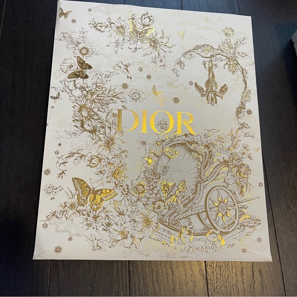 Dior shopping box box holiday gift box limited white gold with tissue and ribbon - Picture 8 of 11